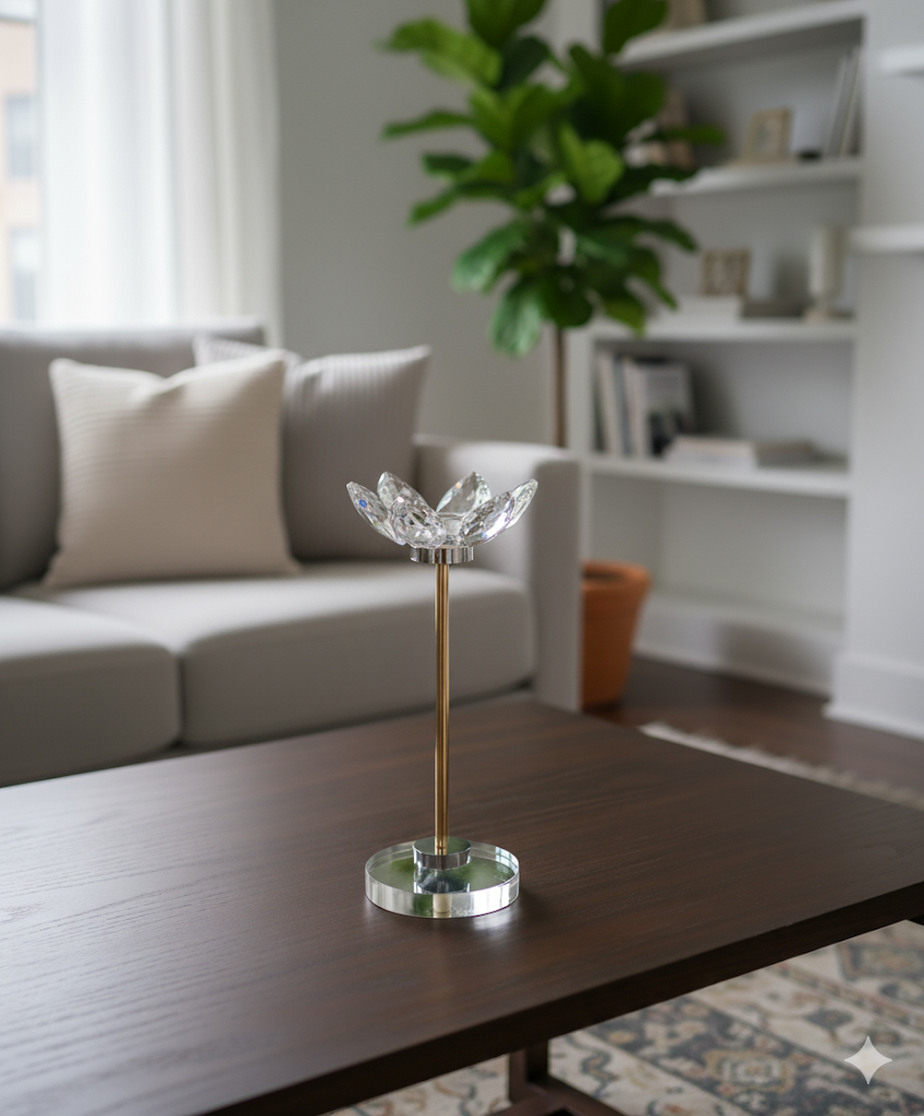 Crystal Lotus Candle Stand – Medium