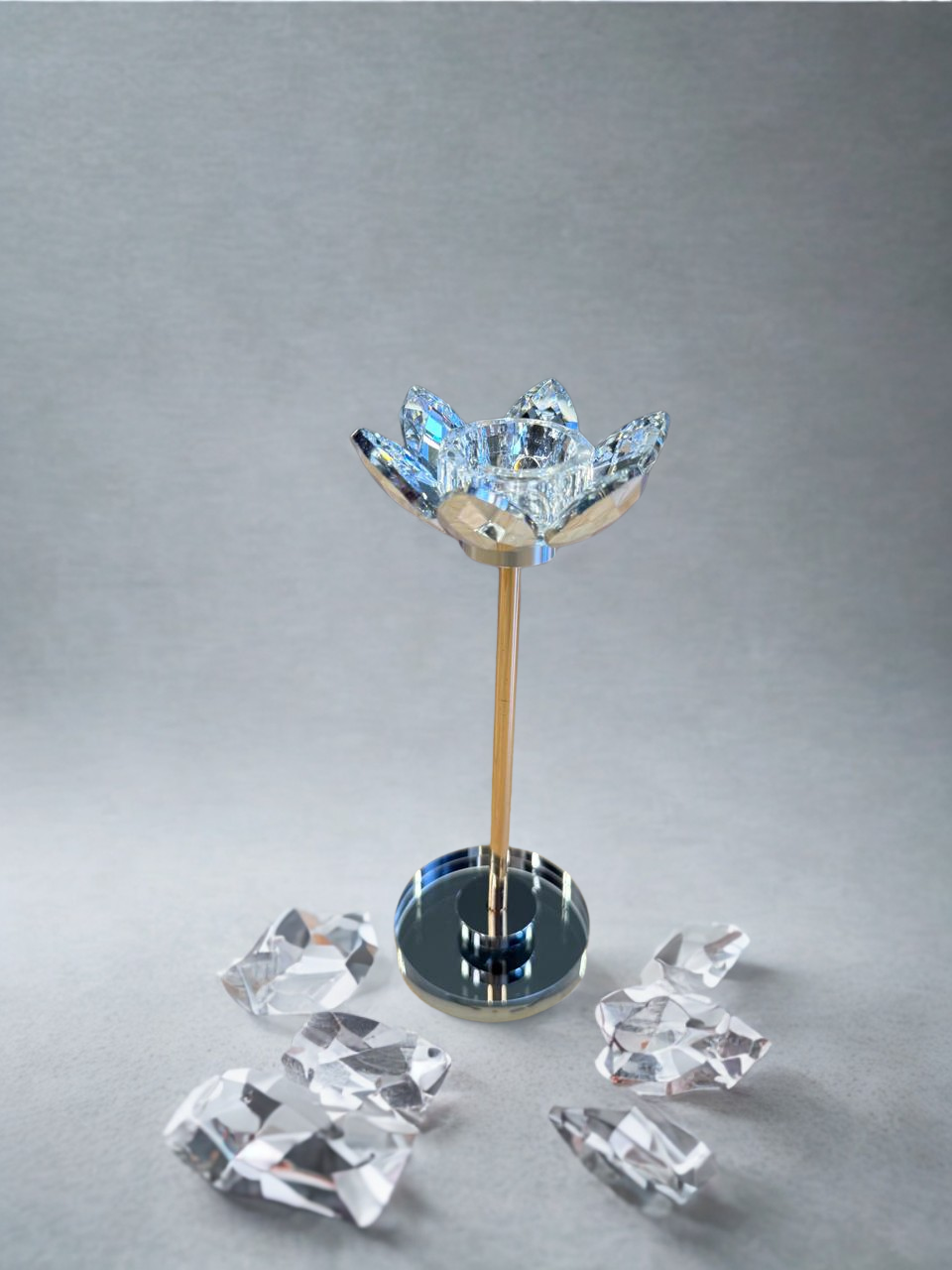 Crystal Lotus Candle Stand – Medium