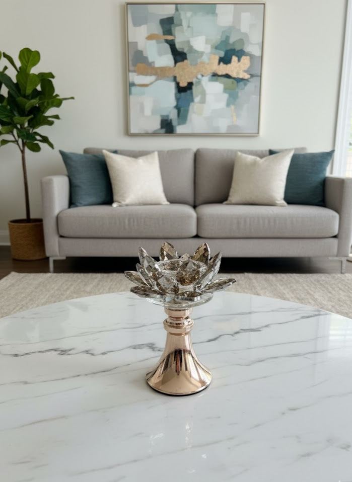 Golden Lotus Glow Candle Stand – Medium