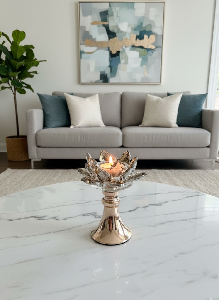 Golden Lotus Glow Candle Stand – Medium