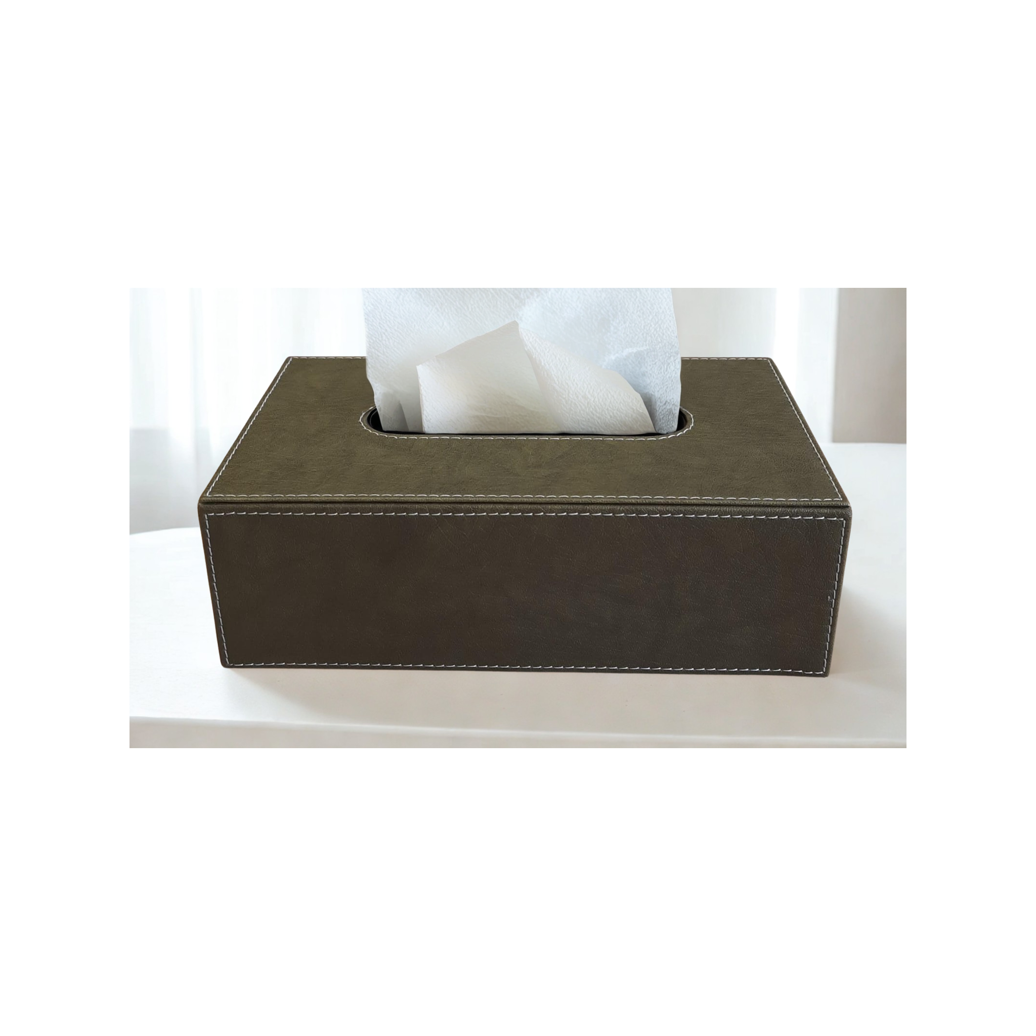 Balmoral Tissue Box — Olive Green