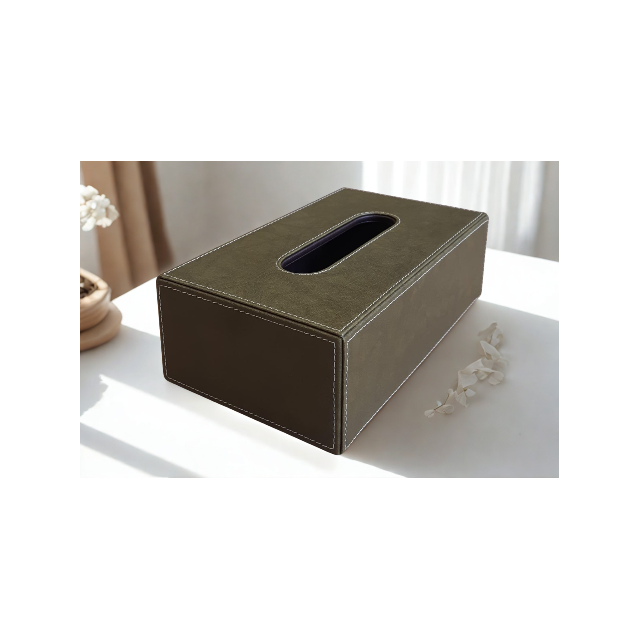 Balmoral Tissue Box — Olive Green