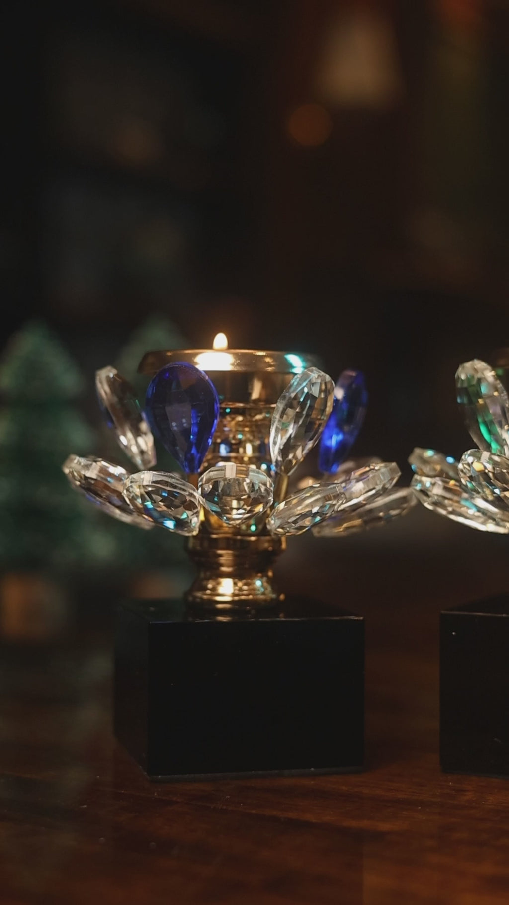 Shimmering Bloom Candle Stand - Blue