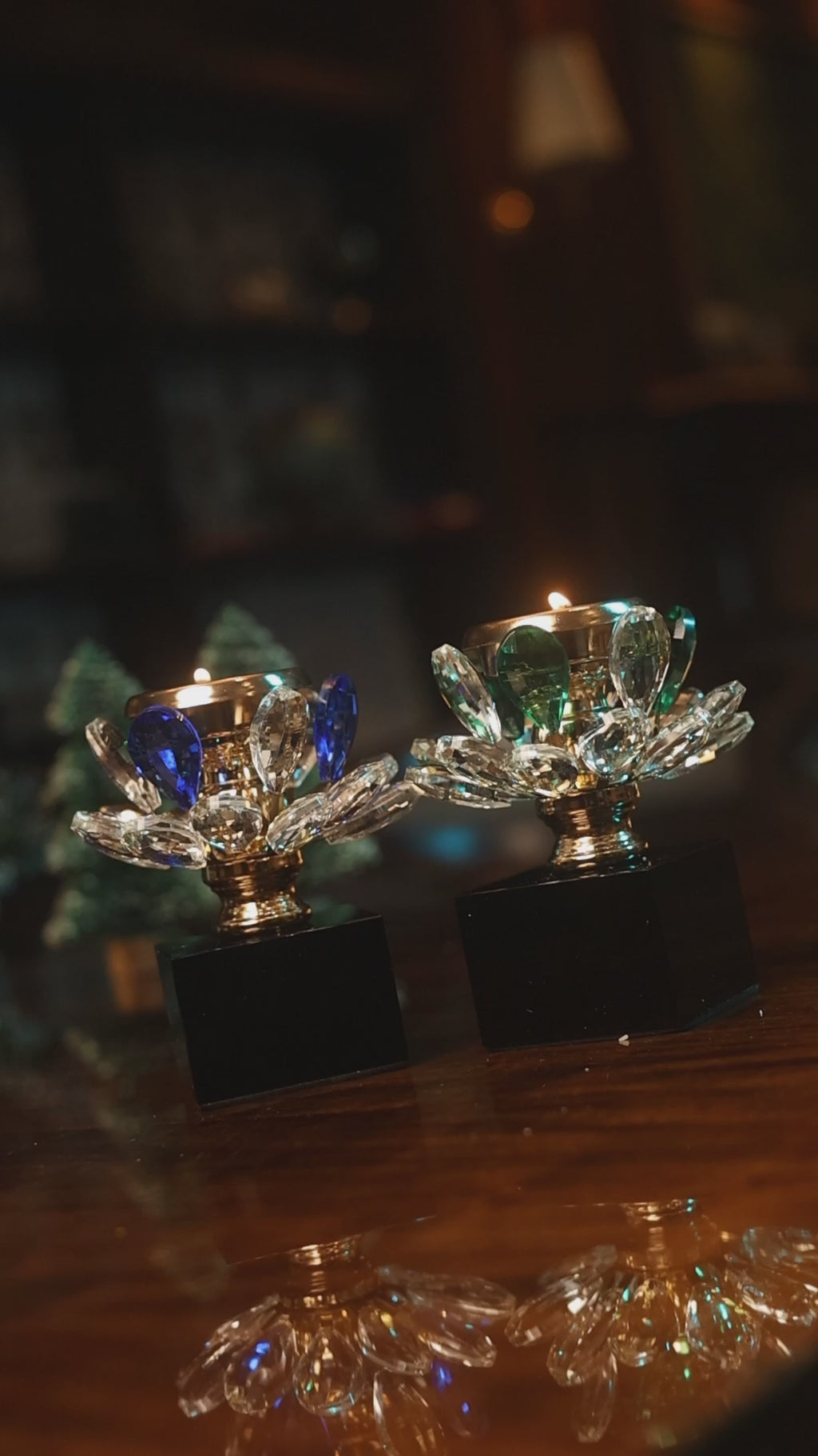 Shimmering Bloom Candle Stand - Blue