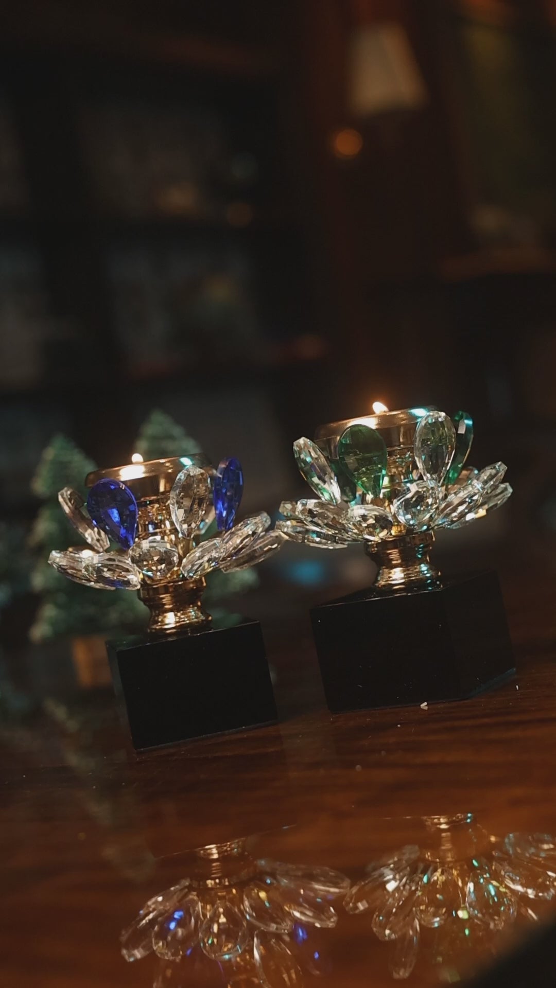 Shimmering Bloom Candle Stand - Blue