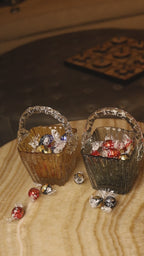 Mystic Basket Glass Vase – Smoky Grey