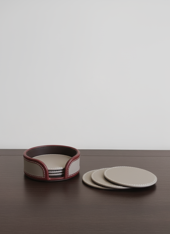 Oxford Leather Coasters – Set of 6