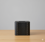 Grosvenor Black Croc Leather Bin with Stud Accents