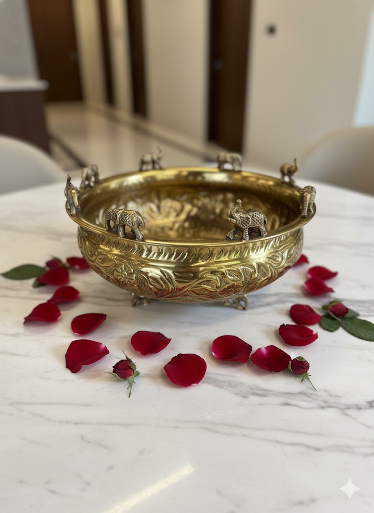 The Royal Elephant Procession Brass Urli