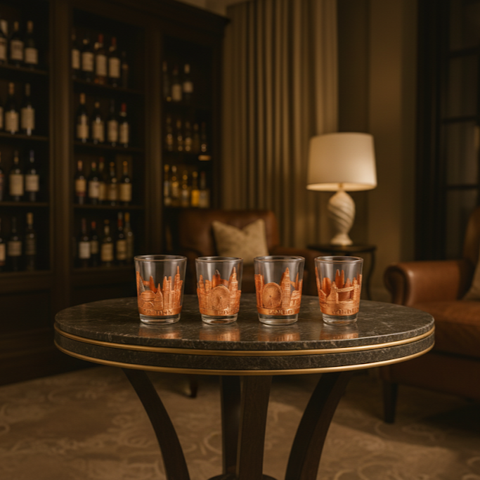 The Gilded London Skyline Set (Set Of 4) - Rose Gold