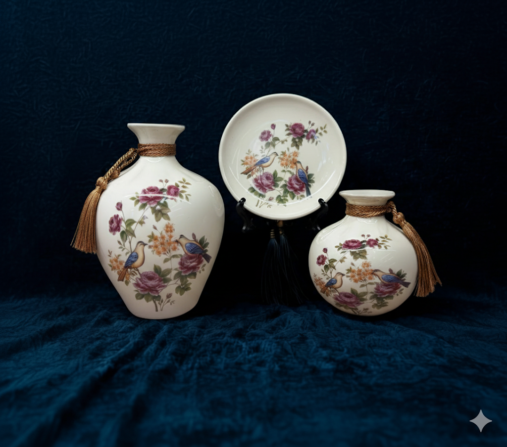 Ivory Pearl Blossom – 3 Piece Ceramic Set