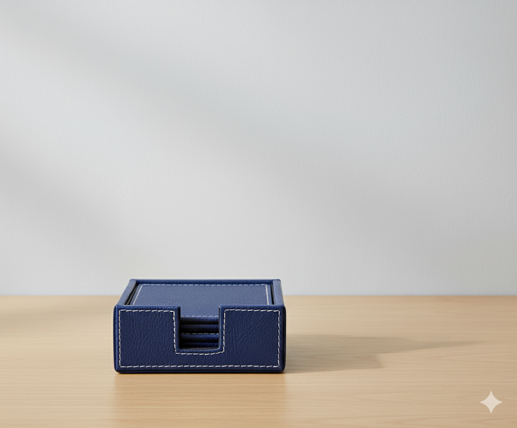 Ashford Leather Coasters – Navy Blue (Set of 6)