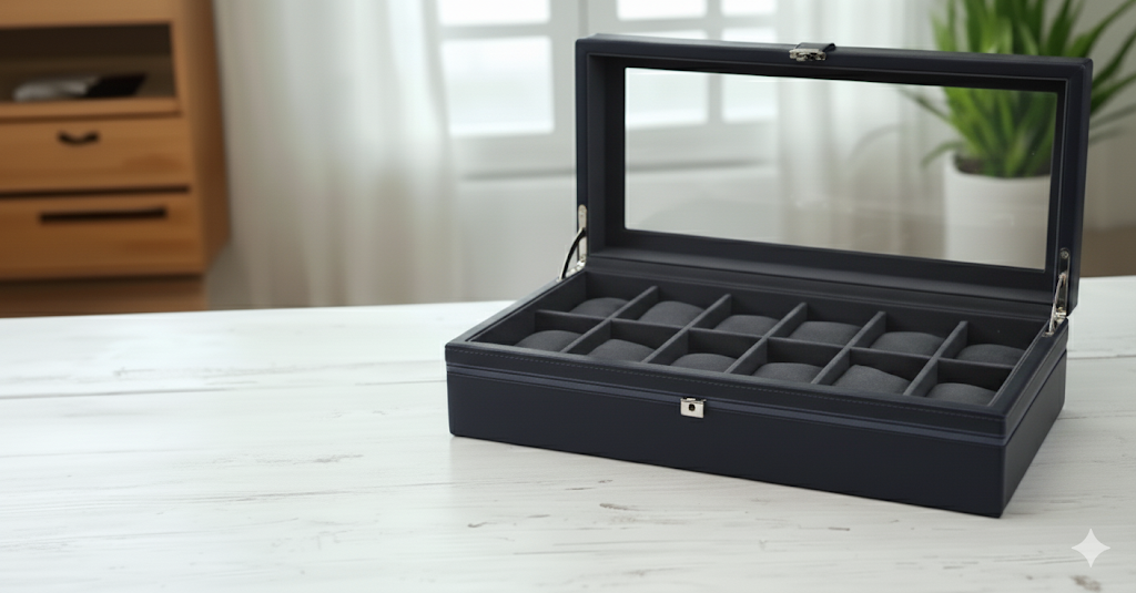 Knightsbridge Watch Box – Navy Blue