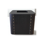 Grosvenor Black Croc Leather Bin with Stud Accents