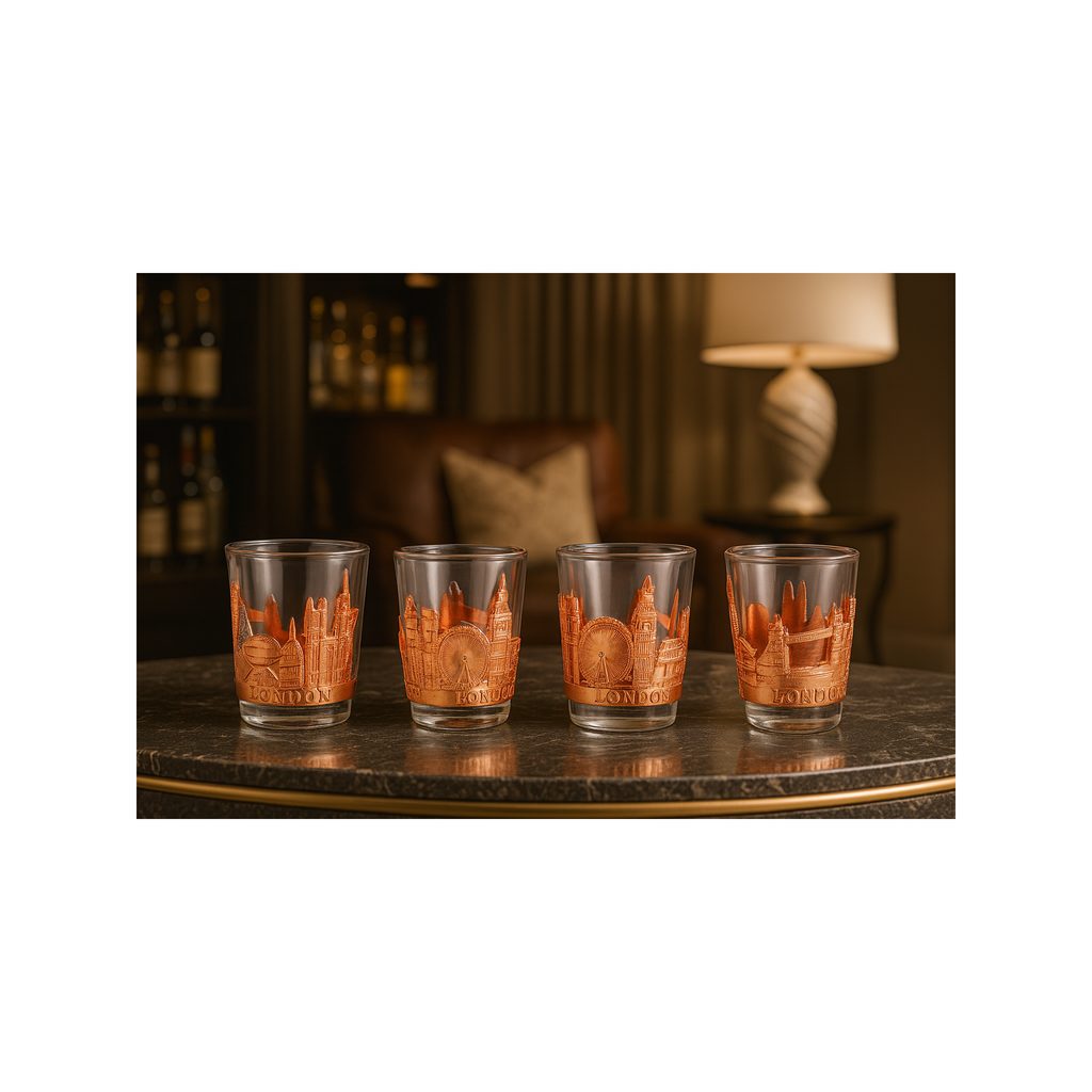 The Gilded London Skyline Set (Set Of 4) - Rose Gold