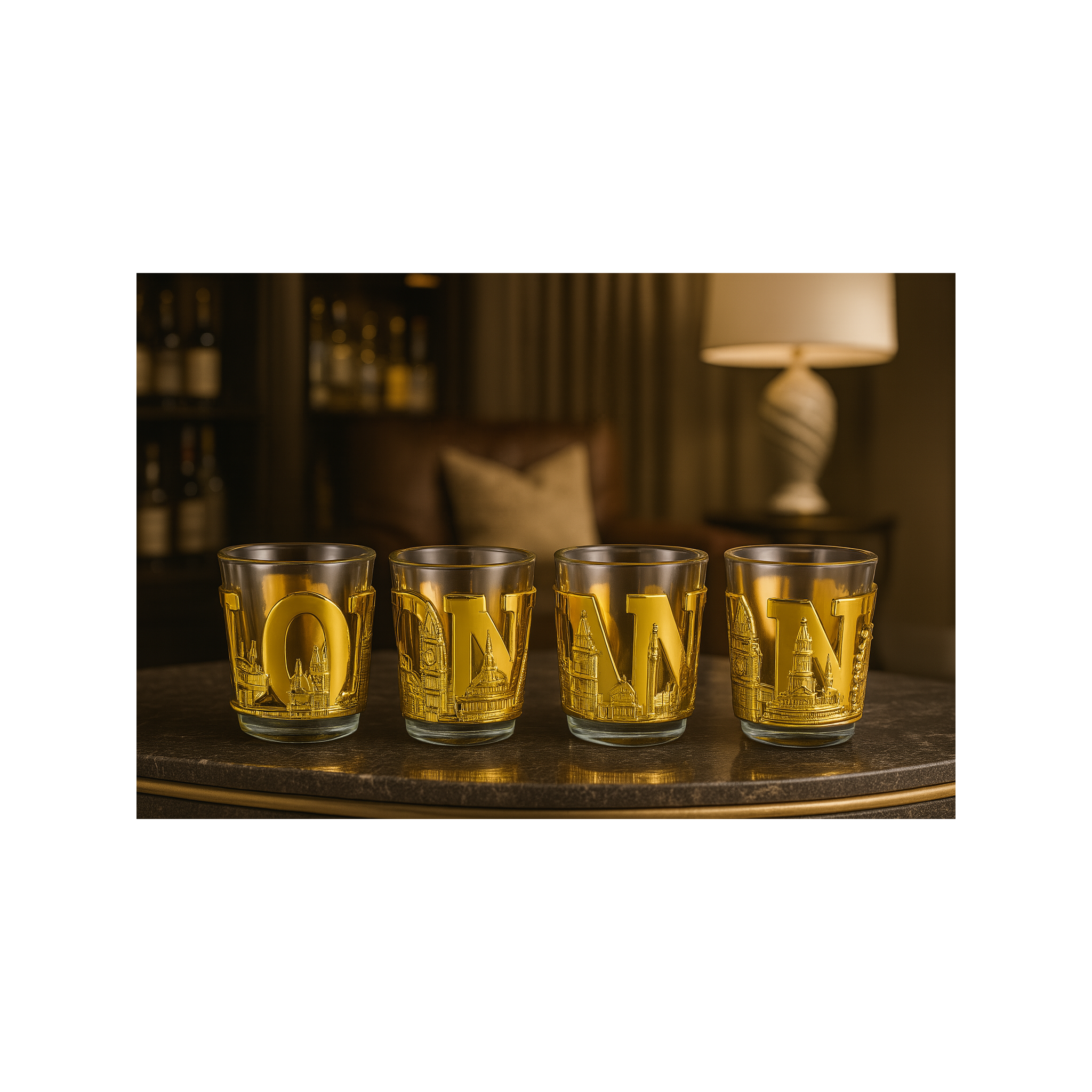 The Gilded London Skyline Set (Set of 4) - Gold